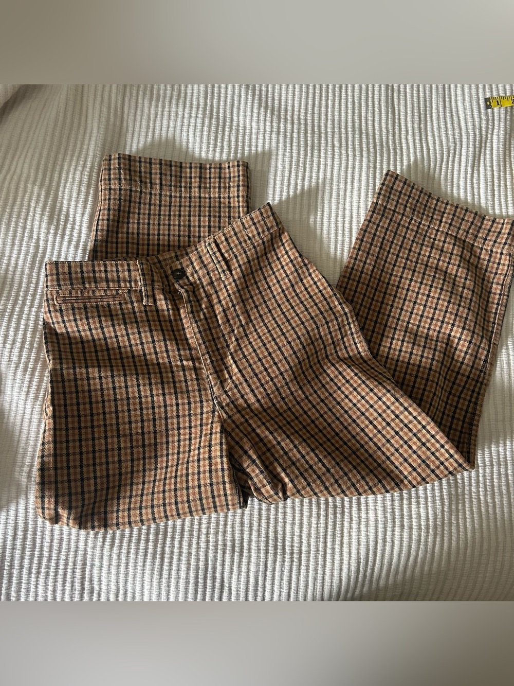 Madewell slim emmett wide-leg crop pants in check, size 28 altered to a 26, euc